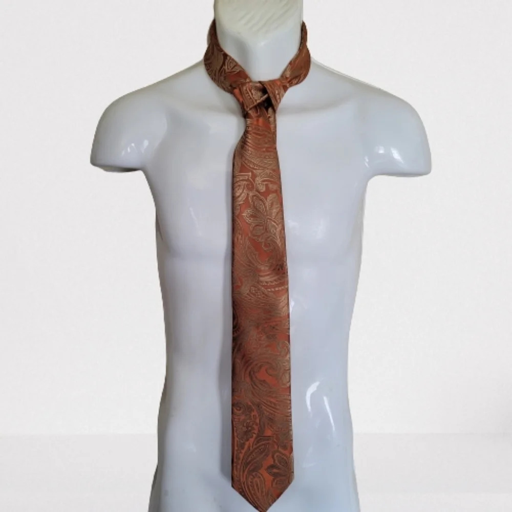 DiBanGu 100% silk Orange Paisley Mens Neck Tie